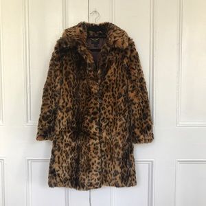 J.Crew Faux Fur Leopard Coat size S
